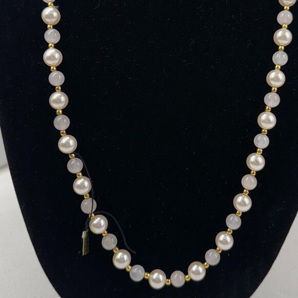 Milky Quartz and Synthetic Pearl Necklace - Picture 6 of 10